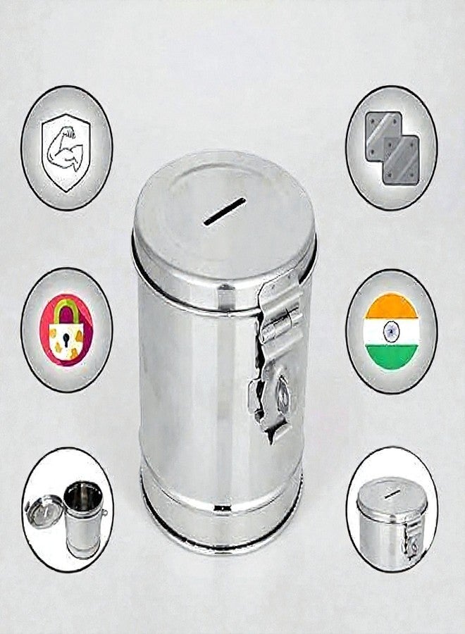 Standify® 1000ML Med Money Bank_A Stainless Steel Money Box Heavy Duty Bachat Gulak for Kids & Adults Unbreakable Piggy Bank. - Image 5
